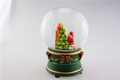 圣诞水晶球钢琴老人摆件雪花飘雪旋转音乐盒厂家出口57细节图