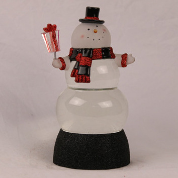 水晶雪人小黑帽 LED发光飘雪摆件 欧美爆款 461