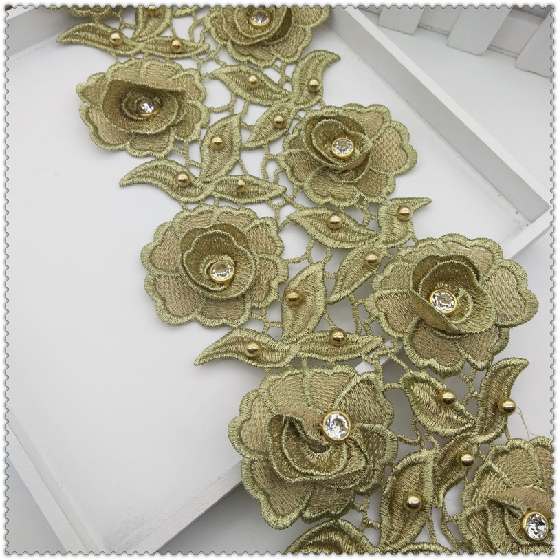 High-end water-soluble all-gold thread lace details Picture