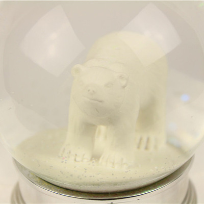 圣诞水晶球小熊白熊 摆件雪花飘雪旋转音乐盒厂家出口366细节图