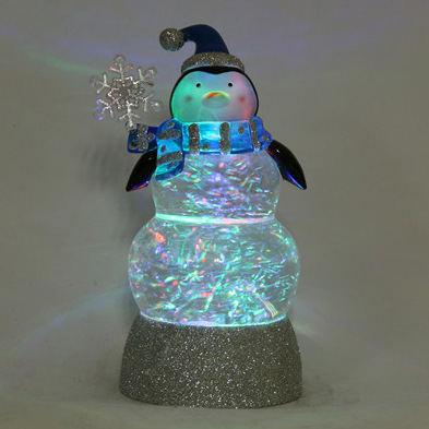 水晶圣诞企鹅小蓝帽LED发光飘雪摆件厂家出口欧美爆款466产品图
