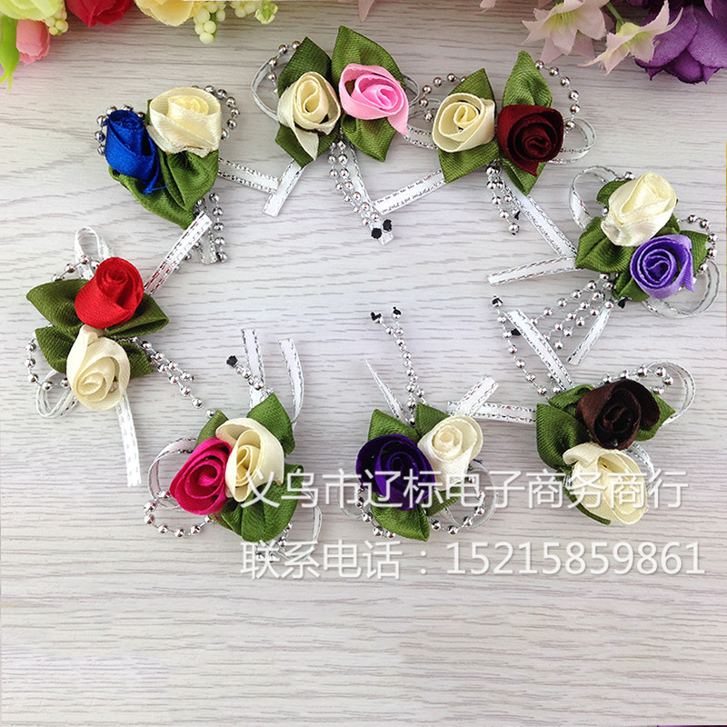 厂家罗纹布艺玫瑰花 diy手工饰品辅料 时尚百搭饰品配件产地货源