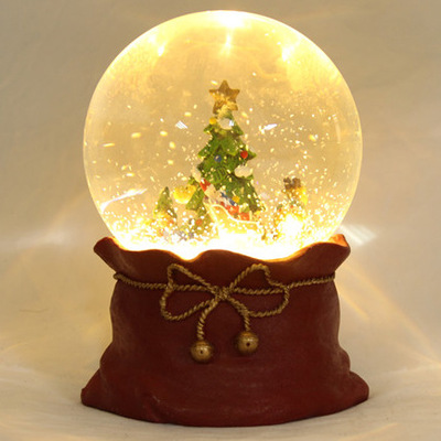 圣诞水晶球圣诞树小鹿驯鹿摆件雪花飘雪旋转音乐盒厂家362