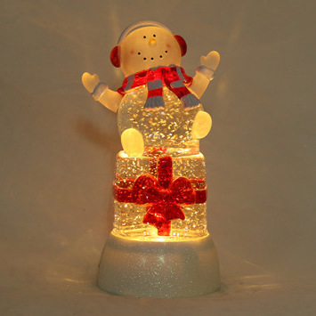 水晶雪人礼物 LED发光飘雪摆件欧美爆款亚马逊455