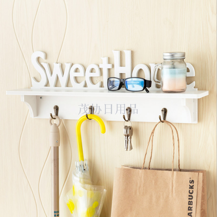 Wooden partition coat rack hollow shelf hanger