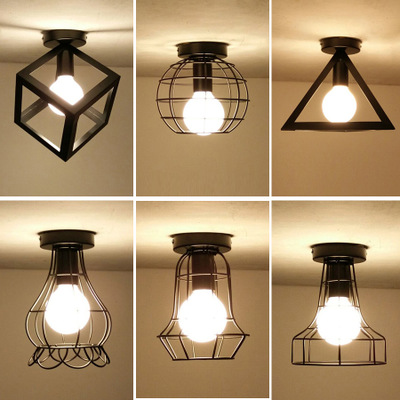 Industrial-style retro black small ceiling lamp, small iron cage ironwork ceiling lamp Application Scenario
