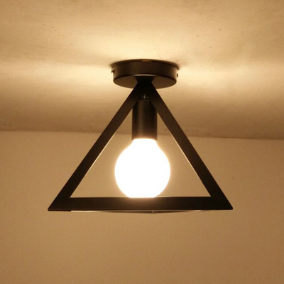 Industrial-style retro black small ceiling lamp, small iron cage ironwork ceiling lamp full figure
