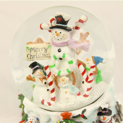 圣诞水晶球能量球水球雪人礼物LED发光摆件雪花飘雪旋转31产品图