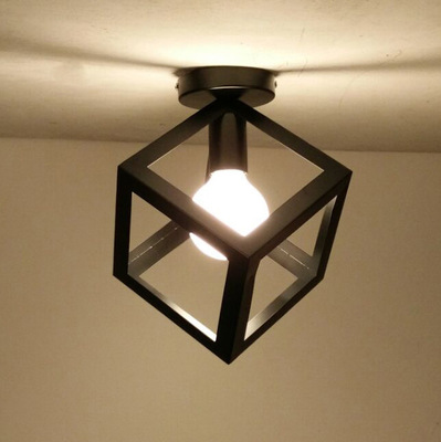 Industrial-style retro black small ceiling lamp, small iron cage ironwork ceiling lamp Specification drawing