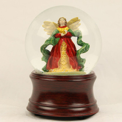Christmas Crystal ball energy ball water ball angel red dress LED light decorated snowflake drift snow spin 321