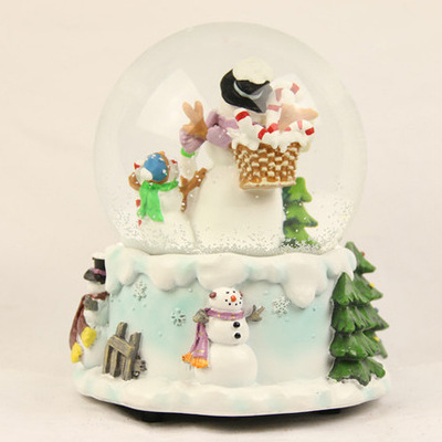 圣诞水晶球能量球水球雪人礼物LED发光摆件雪花飘雪旋转31