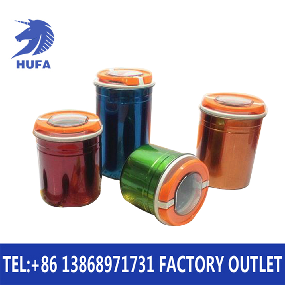 Four-piece set of stainless steel sealed cans, sealed cans, storage cans, tea cans, and colored fresh-keeping sealed cans
