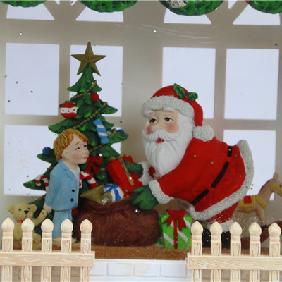 圣诞房子城堡飘雪发光 圣诞老人礼物 厂家出口欧美爆款431细节图