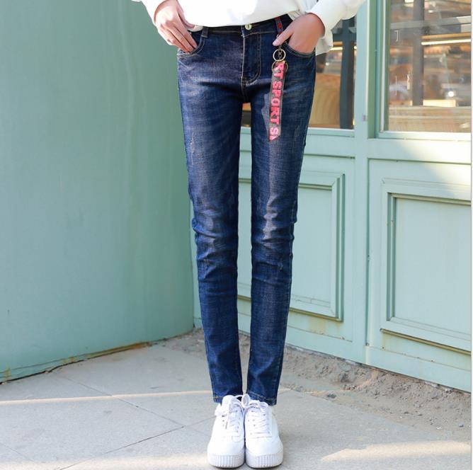 2018 Autumn Korean version new high-elasticity pencil skinny women's denim trousers