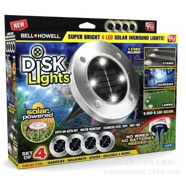 4led太阳能地埋灯 as seen on tv disk lights amazon爆款 源工厂