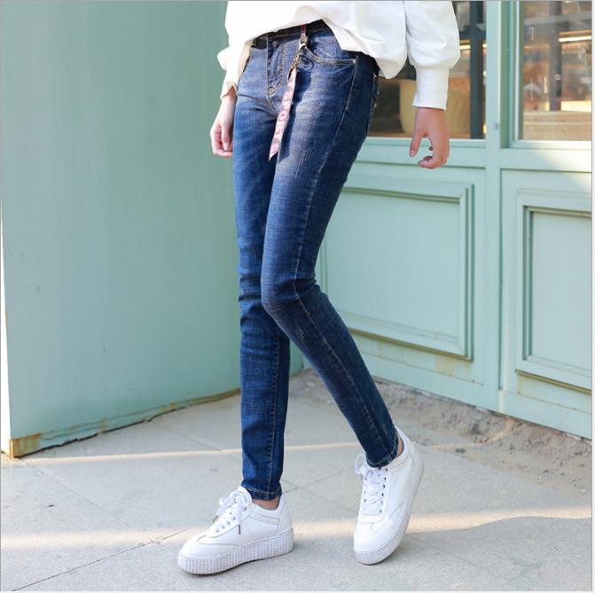 2018 Autumn Korean version new high-elasticity pencil skinny women's denim trousers Specification image