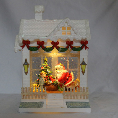 圣诞房子城堡飘雪发光 圣诞老人礼物 厂家出口欧美爆款431