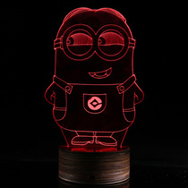 Cross-eyed minions color changing visual light LED wood remote control color changing small night light
