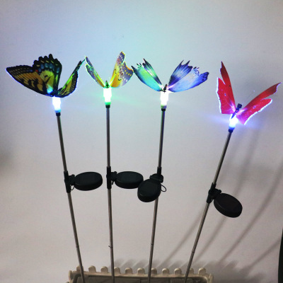 Led solar landscape lamp outdoor waterproof fiber butterfly ground lamp garden decoration LED butterfly lamp