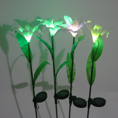 Led outdoor solar lamp Solar Garden decorative light Solar LED Lily flower light support custom