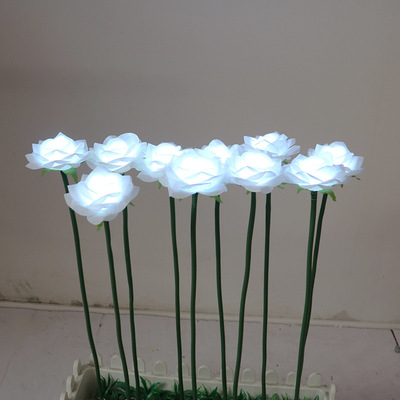 Led landscape lamp outdoor simulation rose garden garden decoration ground lamp cloth silk LED rose lamp