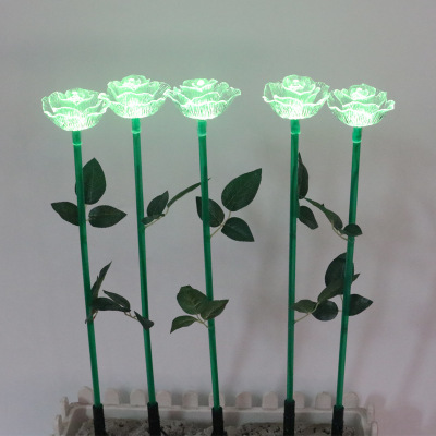 Led landscape lamp outdoor waterproof acrylic rose lamp garden simulation inserted LED rose RGB