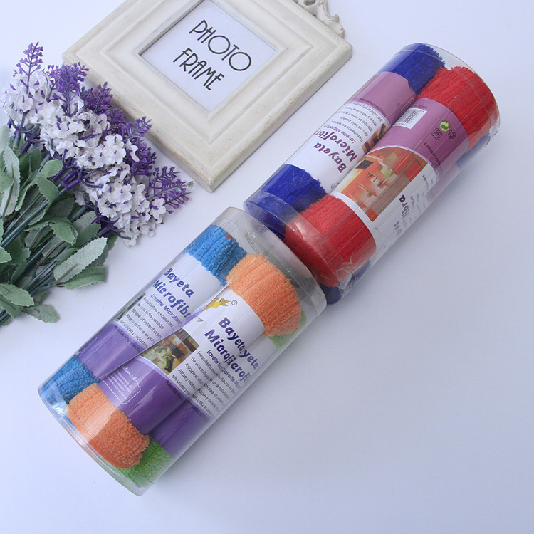 Plain stripe thickened superfine fiber cloth Oil-free dish towel drum package