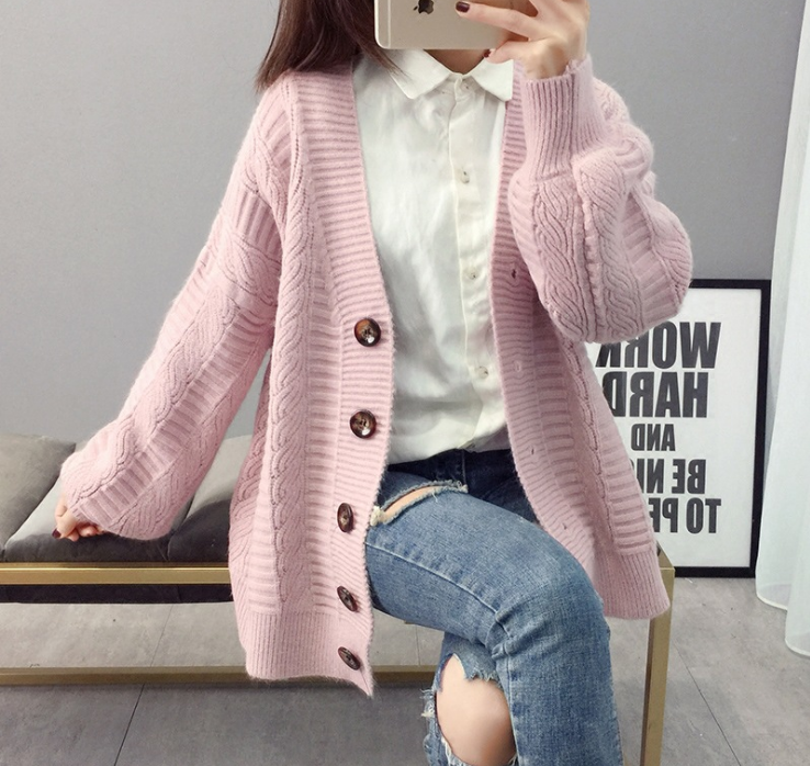 New knitted cardigan sweater, short and loose Korean style, retro and cute spring outerwear for female students Specification image