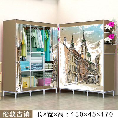 简易衣柜 无纺布折叠布衣柜 130大号组合3D全景衣柜