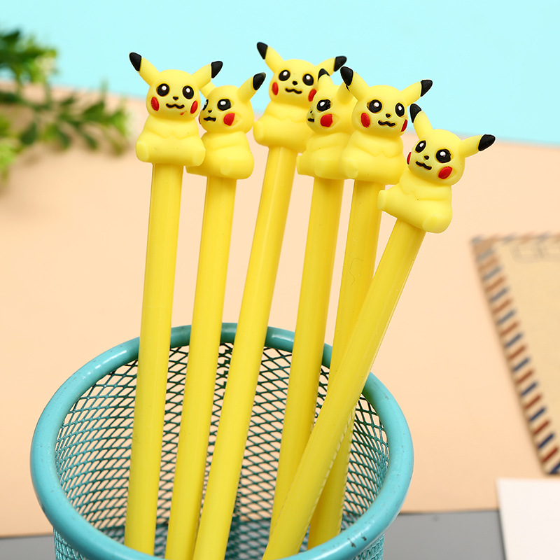 Factory direct cute cartoon Pikachu neutral pen simple fresh Pikachu black pen stationery supplies