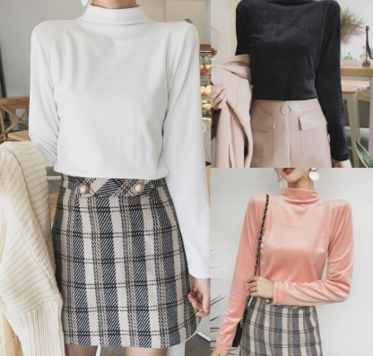 The new autumn and winter bestseller velvet long-sleeved T-shirt, women's high-neck pullover, slimming top and base layer Application Scenario