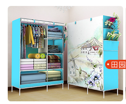 简易衣柜 无纺布组合衣柜 卡通3D全景衣柜