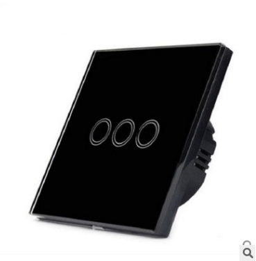Black three-way switch no-wiring touch type RF 433 remote panel switch