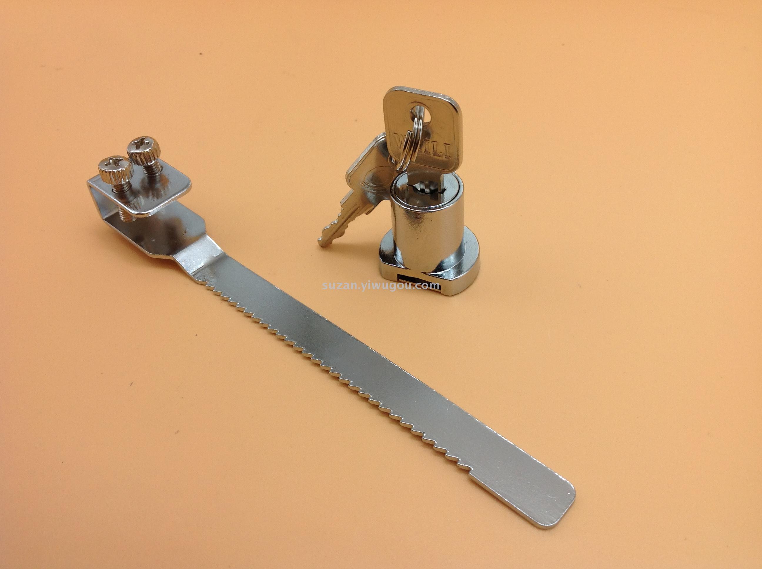 Shuzan nail-free curtain track, glass cabinet lock, display cabinet glass sliding door lock, sawtooth lock, fixed window safety lock Specification image