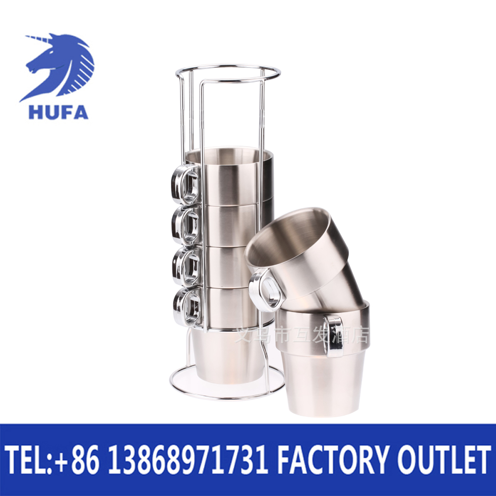 Hotel supplies conical set cups, coffee cup sets, family double-layer insulated water cups details Picture