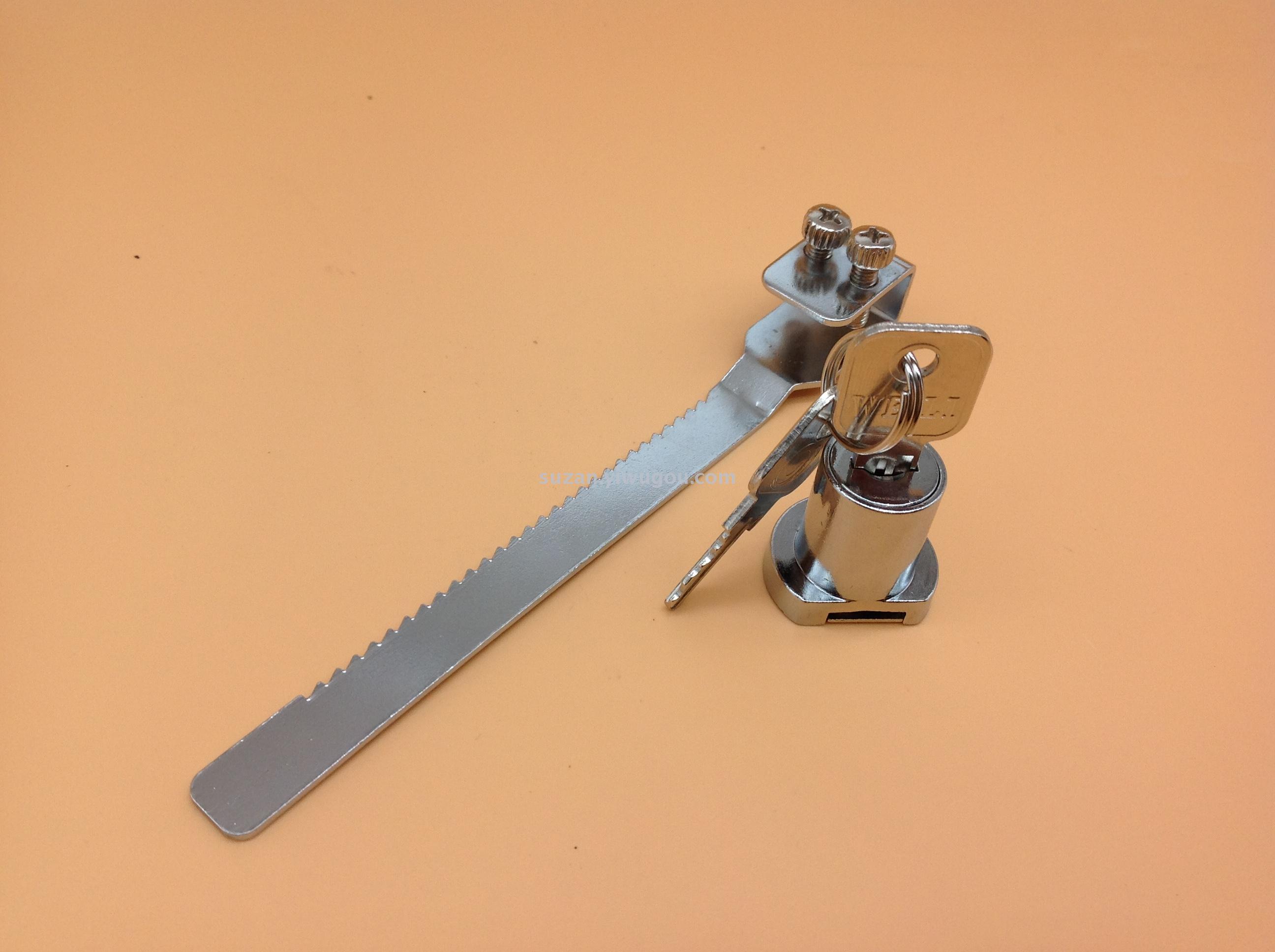 Shuzan nail-free curtain track, glass cabinet lock, display cabinet glass sliding door lock, sawtooth lock, fixed window safety lock details Picture