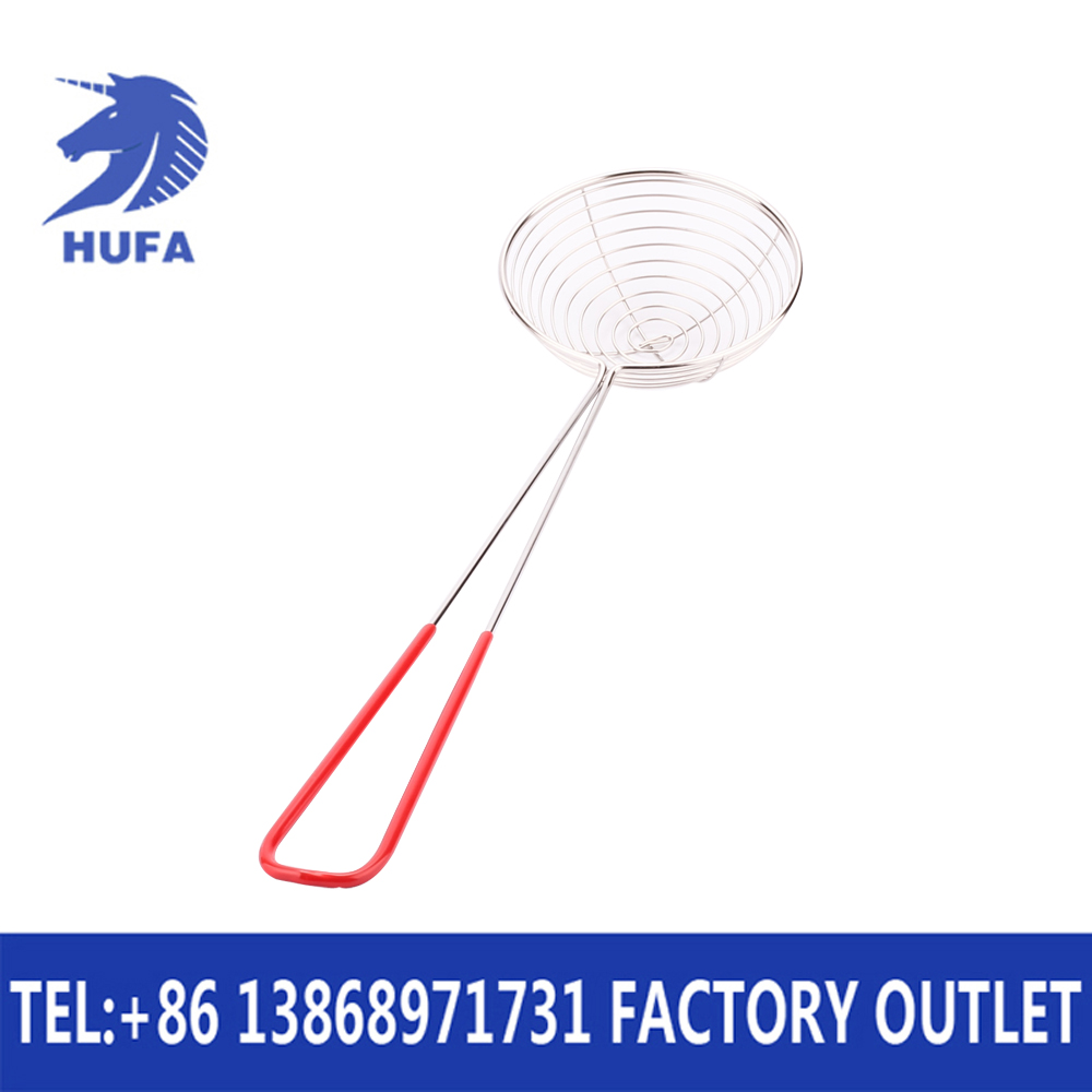 酒店用品 无磁油炸篮红胶柄滤油网不锈钢薯条炸篱