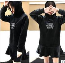 Double-sided velvet medium long hoodie women silver fox velvet fashion loose dress plus size hooded