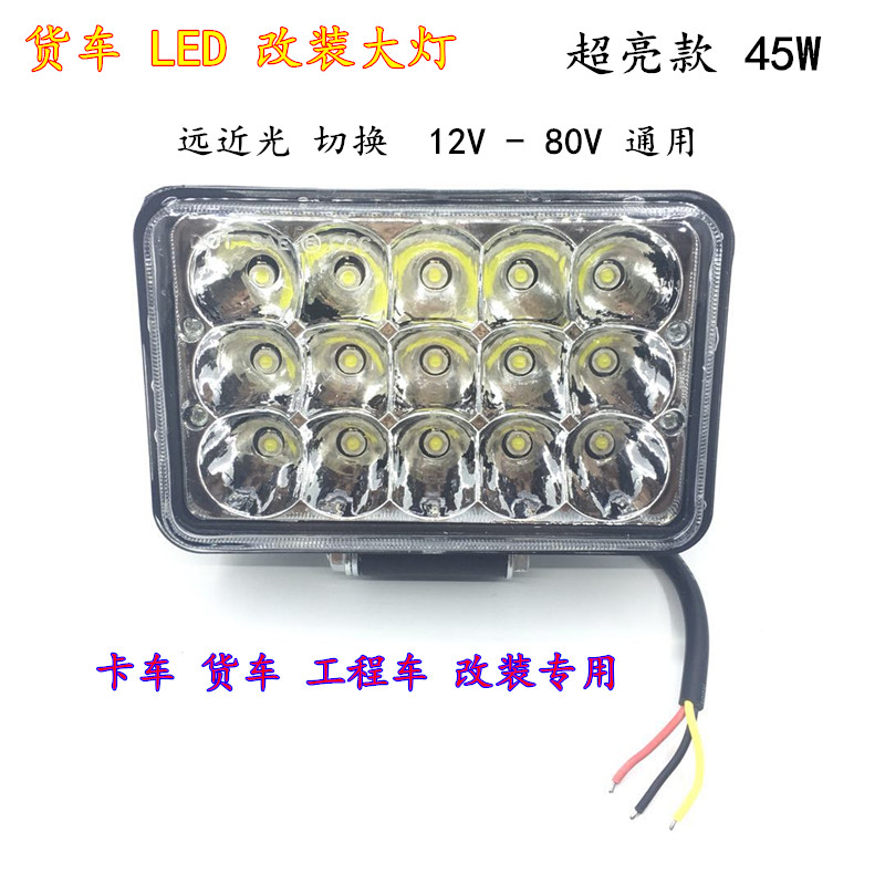 The 45W ultra-bright led headlight for trucks is a high-power 5-inch square work light for engineering vehicle lighting details Picture