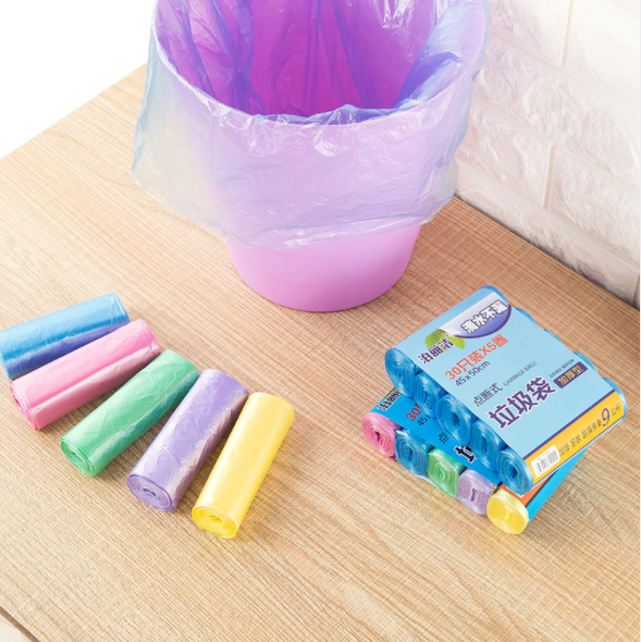 New thickened garbage bags, colored plastic bags for kitchen and bathroom use, 5 rolls, 150 pieces each Specification image