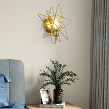 卧室床头壁灯北欧创意黄铜星星灯客厅背景墙阳台过道楼梯装饰灯具