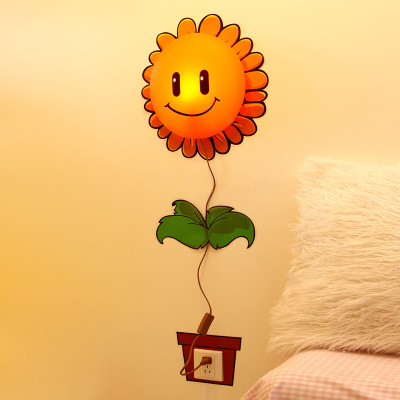 厂家批发耐高温可移除装饰墙贴纸 向日葵3D墙纸壁灯卧室床头灯细节图