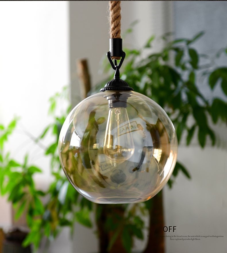 Export FUG1loft American-style personalized rope retro lighting fixtures, bar counter restaurant lights, creative glass clothing store chandeliers Specification drawing