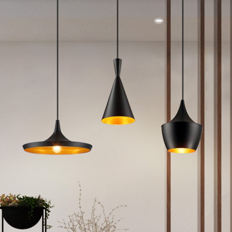 Omakaron ABC musical lamp aluminum restaurant chandelier bar table lamp three-head cafe Hotel engineering lamp details Picture