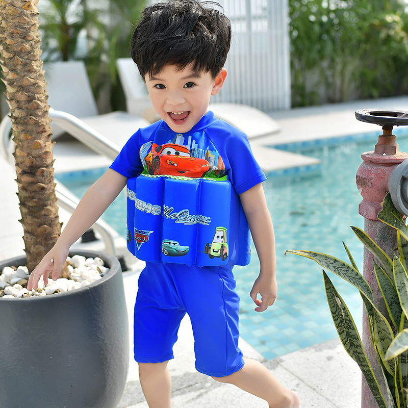New kiddie swimsuit Boy cartoon baby Kiddie Conjoined learn to swim buoyancy swimsuit float swimsuit details Picture
