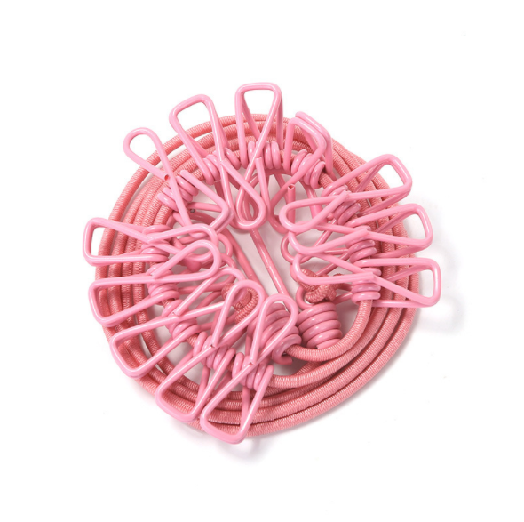 带夹晾衣绳旅行便携可伸缩防风晒衣绳 12个夹晾衣架晾衣绳产品图