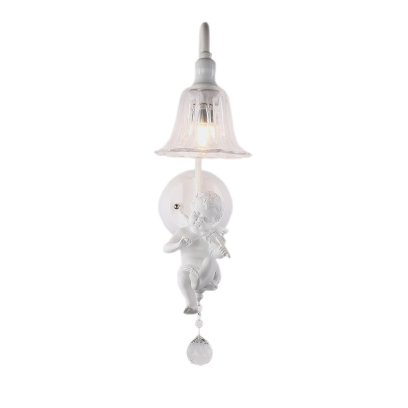 Modern simple E27 resin angel trumpet bird bedroom bedside lamp wall lamp LED crystal glass
