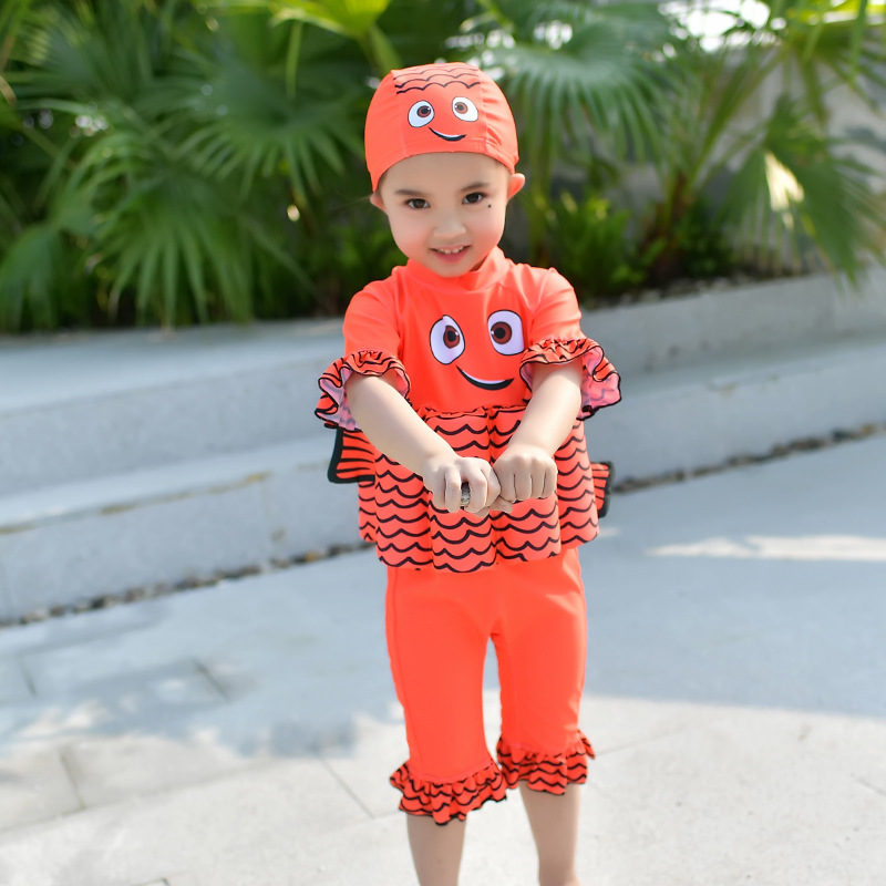 Children's one-piece swimsuit Boys and girls Kids Learn to swim Buoyancy floating swimsuit Short sleeve sunscreen cartoon Application Scenario