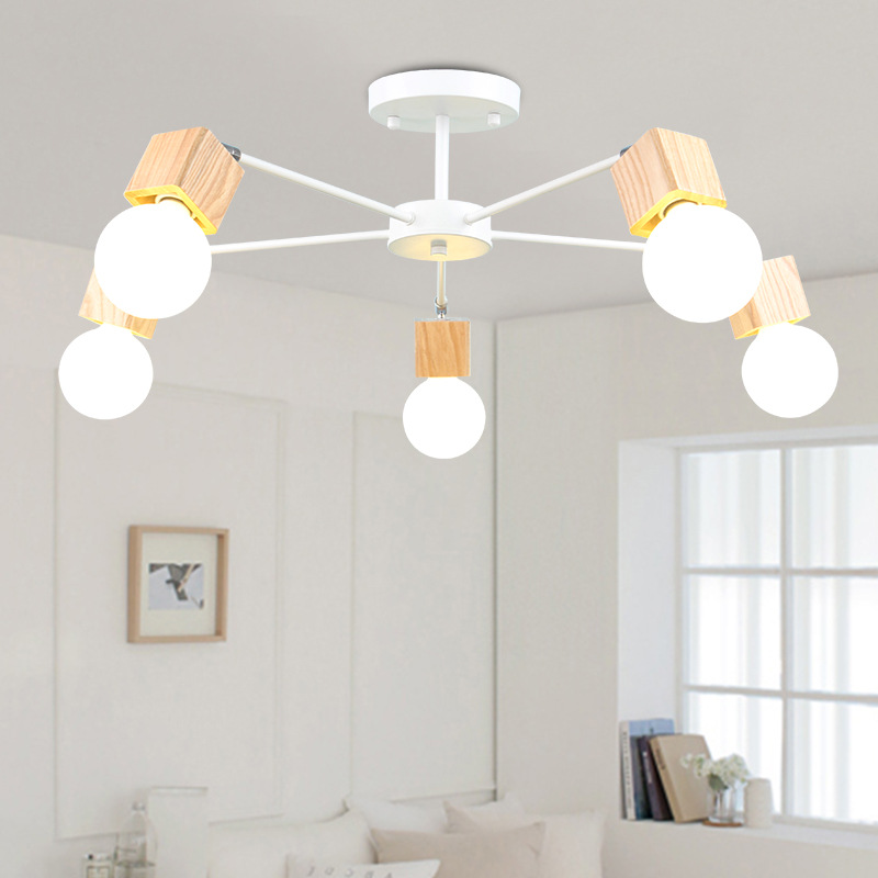 简约美式乡村卧室客厅阁楼吸顶灯实木 led 吊灯