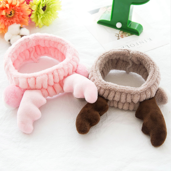 Cute antlers for sale, hairbands for washing faces, hair bands, women's makeup headbands, facial masks, hair ties, velvet, wide hair edges